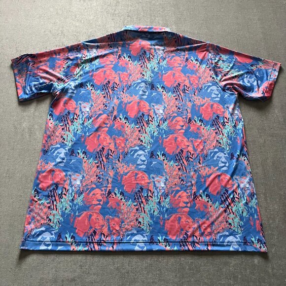 Waggle Polo Shirt Men 3XL Blue Lion Jungle AOP Performance Golf Stretch Tech - Picture 2 of 7